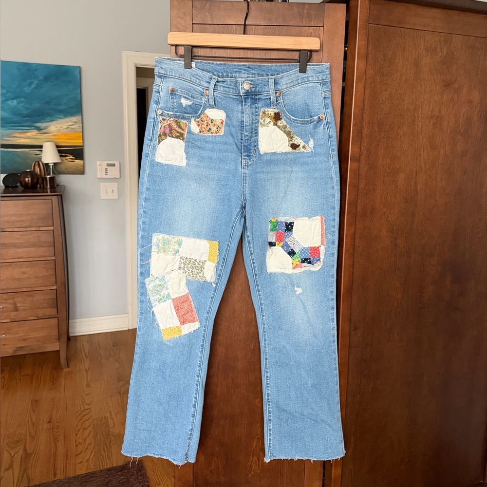 Gap Kick Fit High Rise Jeans with Quilted Patchwork Detail